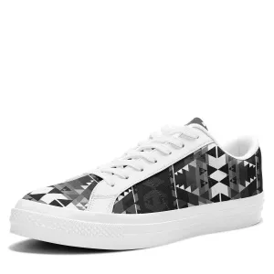 Writing on Stone Black and White Aapisi Low Top Canvas Shoes White Sole