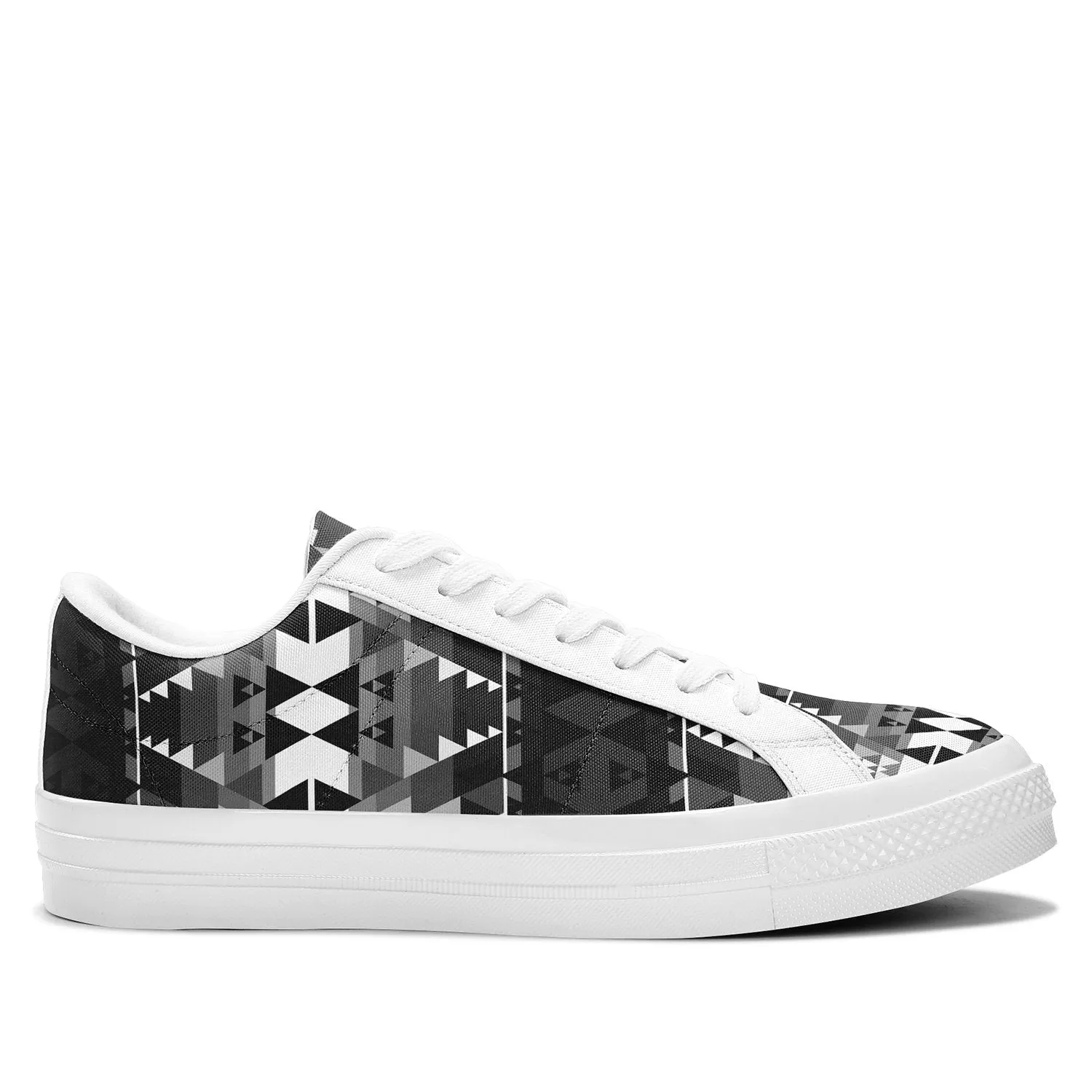 Writing on Stone Black and White Aapisi Low Top Canvas Shoes White Sole