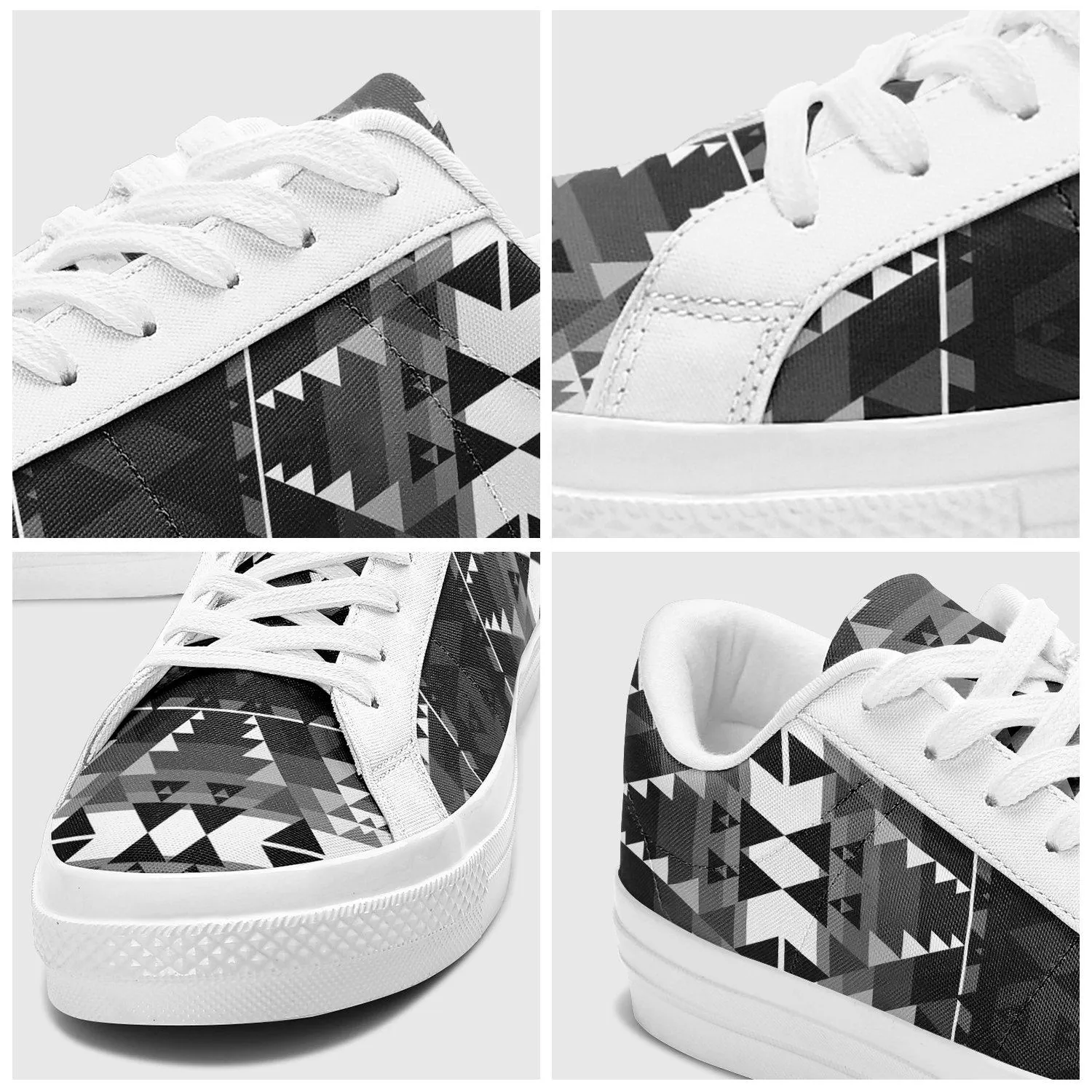 Writing on Stone Black and White Aapisi Low Top Canvas Shoes White Sole